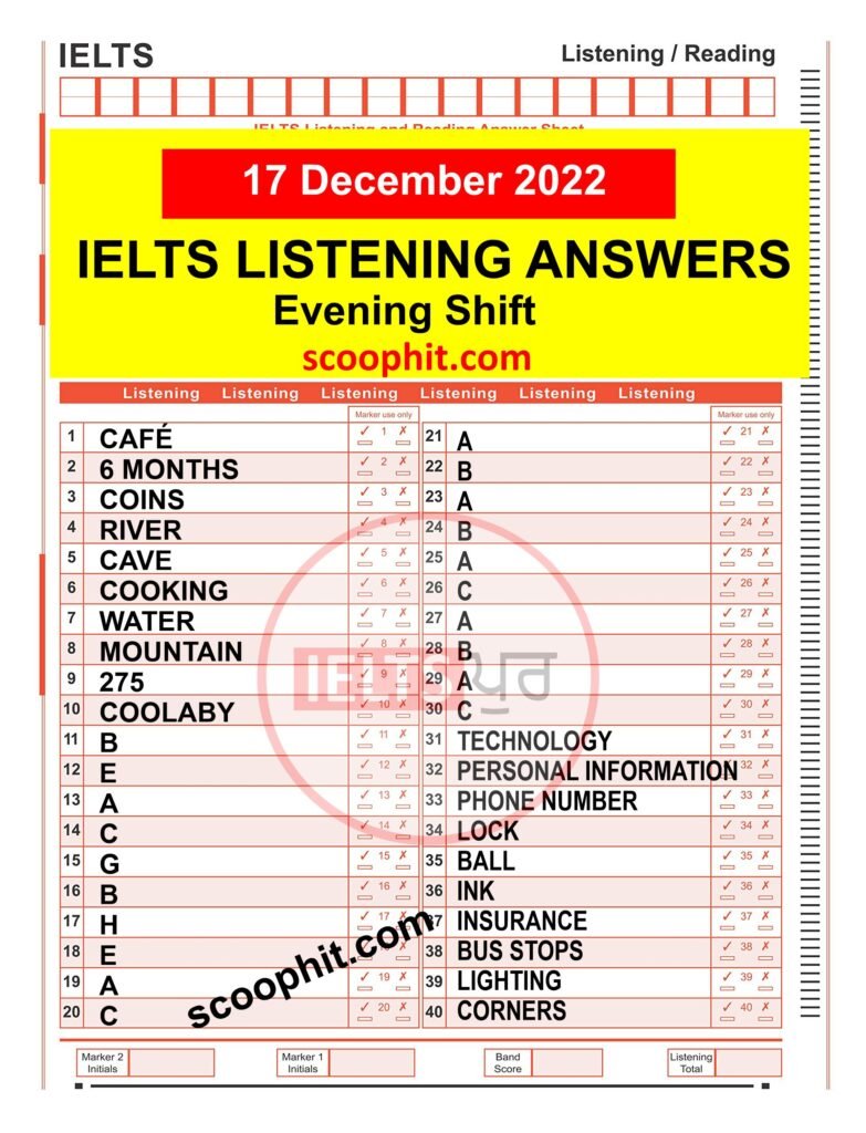 17 December 2022 | IELTS EXAM REVIEW AND ANSWERS | EVENING SHIFT