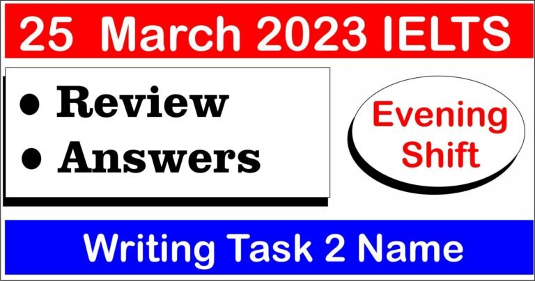 25 March 2023 IELTS Exam
